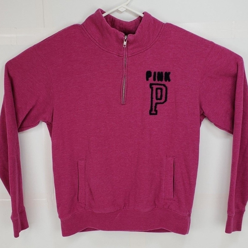 Pink VS Quarter Zip Sweatshirt "P" Pink S